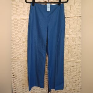 Ann Taylor Wide Leg High Rise Blue Pants Cotton NWT 2P Xs